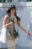 *EXCLUSIVE* Jameela Jamil Stuns in Light Beige Jumpsuit and White Platform Shoes While Strolling NYC