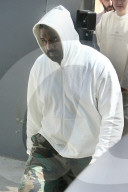 *EXCLUSIVE* Kanye West departs his store under construction in West Hollywood