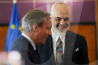 Foreign Secretary David Cameron visits Albania