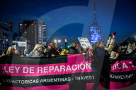 Demonstration for a law of historical reparation in Buenos Aires, Argentina - 24 May 2024