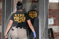 Crime Scene Investigators Search For Evidence Following Shooting Death Of 37-Year-Old Man In Bronx New York