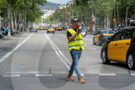 barcelona, the taxi drivers of Barcelona are blocking the city center