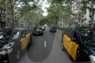 barcelona, the taxi drivers of Barcelona are blocking the city center