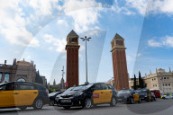 barcelona, the taxi drivers of Barcelona are blocking the city center