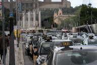 barcelona, the taxi drivers of Barcelona are blocking the city center