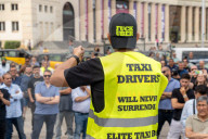 barcelona, the taxi drivers of Barcelona are blocking the city center