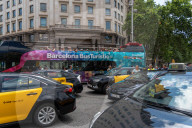 barcelona, the taxi drivers of Barcelona are blocking the city center