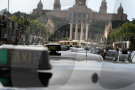 barcelona, the taxi drivers of Barcelona are blocking the city center