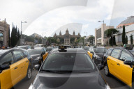 barcelona, the taxi drivers of Barcelona are blocking the city center