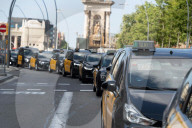 Barcelona, the taxi drivers of Barcelona are blocking the city center