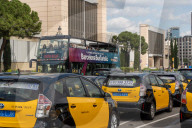 barcelona, the taxi drivers of Barcelona are blocking the city center