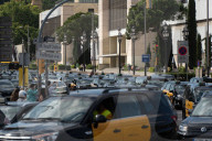 barcelona, the taxi drivers of Barcelona are blocking the city center