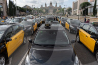 barcelona, the taxi drivers of Barcelona are blocking the city center