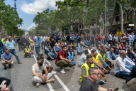 barcelona, the taxi drivers of Barcelona are blocking the city center