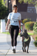 *EXCLUSIVE* Supermodel Taylor Hill strolls with her beloved pooch!