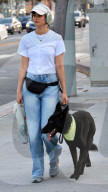 *EXCLUSIVE* Taylor Hill walks with her German Shepherd in West Hollywood