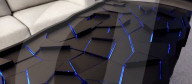 Interactive table has shape shifting surface and lights display