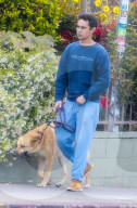 *EXCLUSIVE* Max Minghella strolls with his dog in Los Feliz