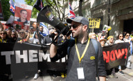 Pro Israel march and rally in London, UK.