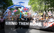 Pro Israel march and rally in London, UK.