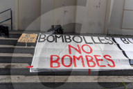 Barcelona - Soap bubbles against the UNVEX drone fair