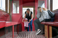 Exhibition of old tram cars in Lviv