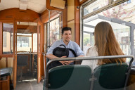 Exhibition of old tram cars in Lviv