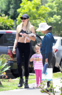 *EXCLUSIVE* Australian model Jessica Hart enjoys a walk with her kids in Los Feliz