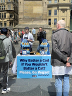 Cat or Cod? PETA points out there's no difference by serving up 'Kittens' and Chips, Newcastle, UK - 06 Jun 2024