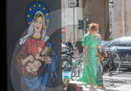 Europee 2024, A Milano spunta Santa Giorgia murale di Alexsandro Palombo