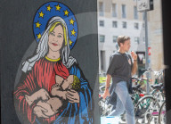 Europee 2024, A Milano spunta Santa Giorgia murale di Alexsandro Palombo