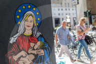 Europee 2024, A Milano spunta Santa Giorgia murale di Alexsandro Palombo