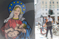 Europee 2024, A Milano spunta Santa Giorgia murale di Alexsandro Palombo