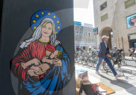 Europee 2024, A Milano spunta Santa Giorgia murale di Alexsandro Palombo