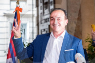 Torino, il candidato del centrodestra Alberto Cirio dopo i risultati delle elezioni regionali in Piemonte 