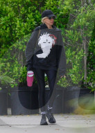 *EXCLUSIVE* Kimberly Stewart Wears a Scary Sweatshirt to a Workout Session