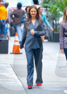 *EXCLUSIVE* Katie Holmes Stuns in Stylish Pantsuit and Red Heels in NYC Outing