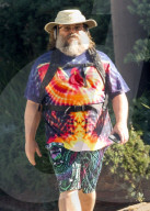 *EXCLUSIVE* Jack Black Takes a Stroll Through his Neighborhood, Staying Active