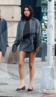 *EXCLUSIVE* Supermodel Georgia Fowler shows off her toned legs in a stylish mini skirt while out in NYC