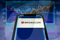 Broadcom Logo and Line Charts, Asuncion, Paraguay - 12 Jun 2024
