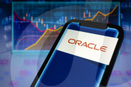 Oracle Logo and Line Charts, Asuncion, Paraguay - 12 Jun 2024