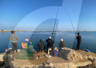 Gazans fish for food