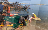 Gazans fish for food