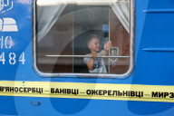 Yellow Ribbon train departs on route Odesa - Kramatorsk, Ukraine - 12 Jun 2024