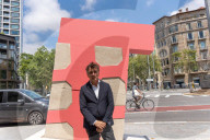 Barcelona - The sculpture Pink Barcino for the 200th anniversary of Passeig de Gracia