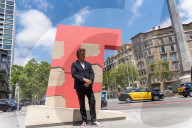 Barcelona - The sculpture Pink Barcino for the 200th anniversary of Passeig de Gracia