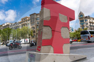 Barcelona - The sculpture Pink Barcino for the 200th anniversary of Passeig de Gracia