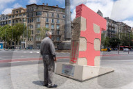 Barcelona - The sculpture Pink Barcino for the 200th anniversary of Passeig de Gracia