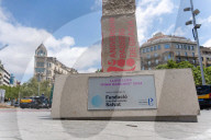 Barcelona - The sculpture Pink Barcino for the 200th anniversary of Passeig de Gracia