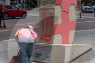 Barcelona - The sculpture Pink Barcino for the 200th anniversary of Passeig de Gracia